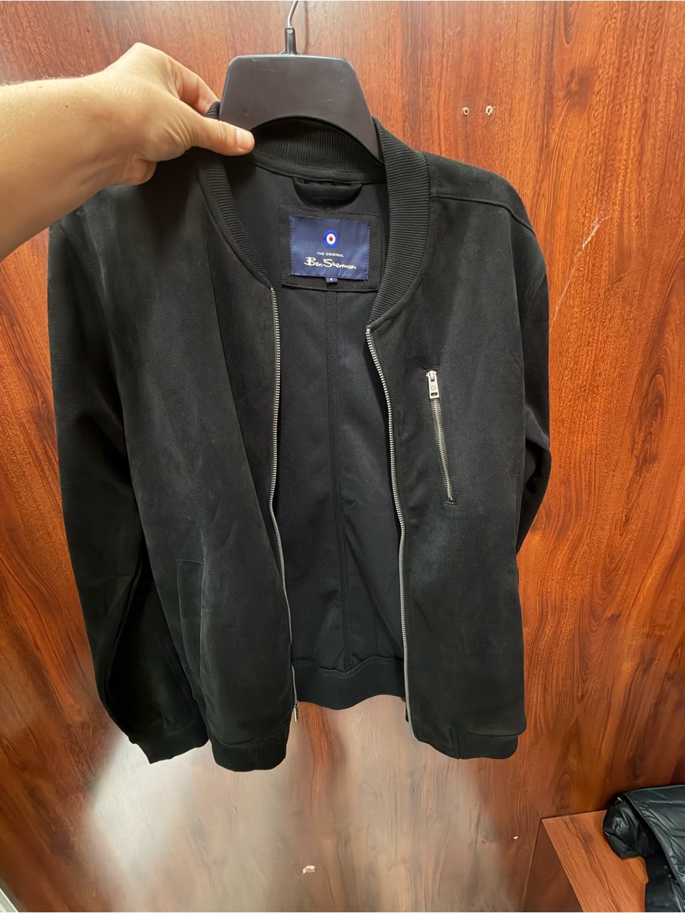 Ben Sherman Black Faux Suede Bomber Jacket